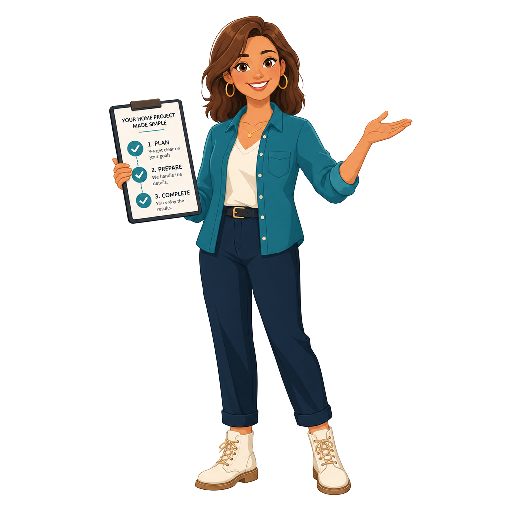 Mia guiding homeowners through the simple 3-step project matching process