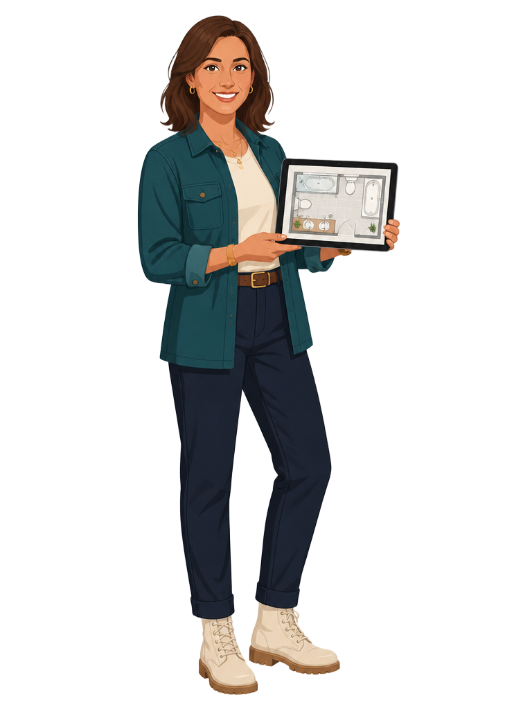 Mia, the ProjectMatch project guide, ready to help with your bathroom project